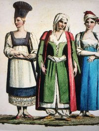 Νησιώτικες φορεσιές από γραβούρα της εποχής